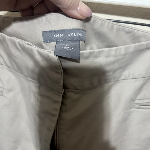 Ann Taylor Womens Pants Beige 14 Chinos High Rise Wide Leg Career Minimalist - Picture 4 of 7